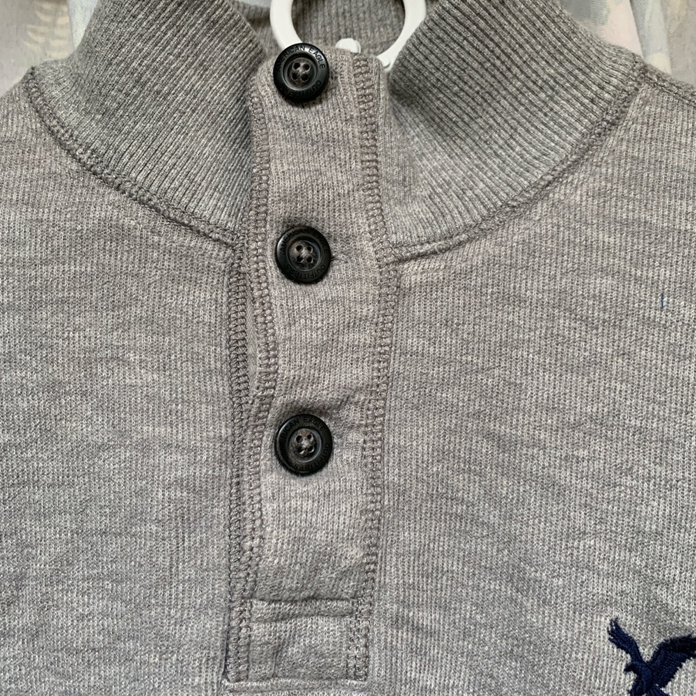 American Eagle Gray Pullover Shirt, XL, long Sleeves